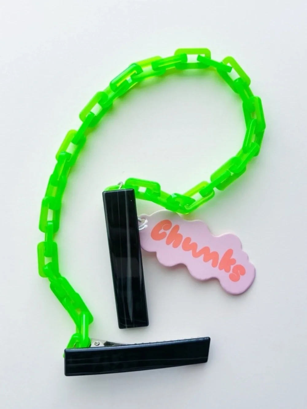NWT Chunks Jumper Clips - neon Green & black clips